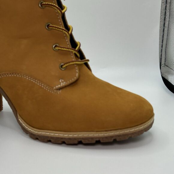Timberland Women’s 11 9” Tall Wheat Nubuck Leather Heel Booties Tillston DISPLAY - Picture 8 of 15